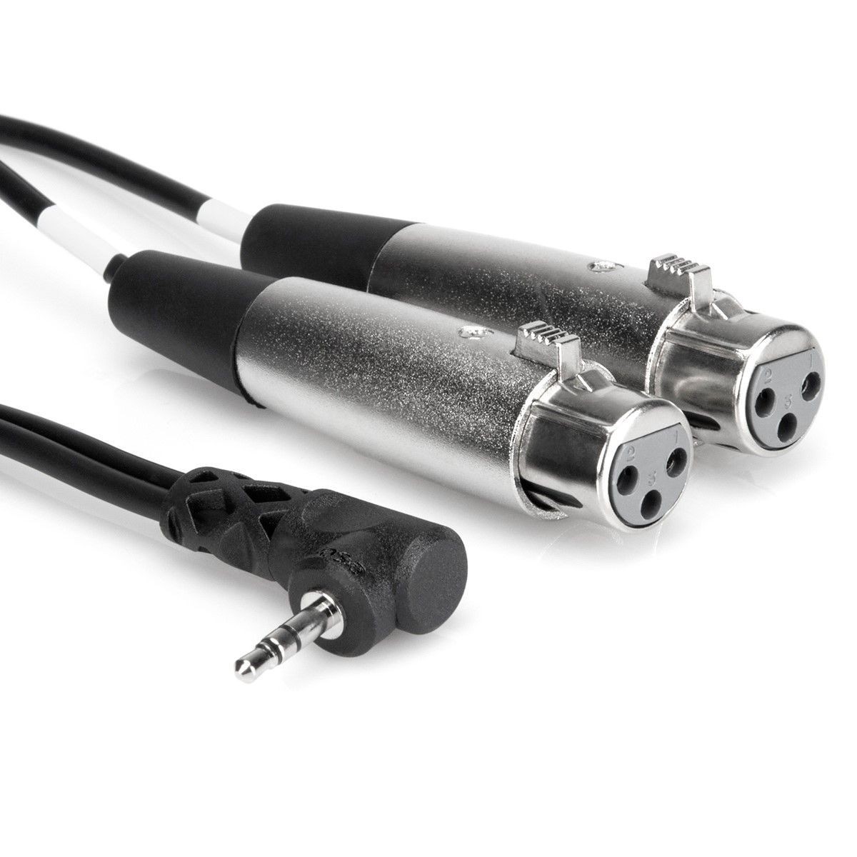 Hosa CYX-405F Microphone Cable - Dual XLR3 Female to Right-angle 3.5mm TRS Male - 5 foot